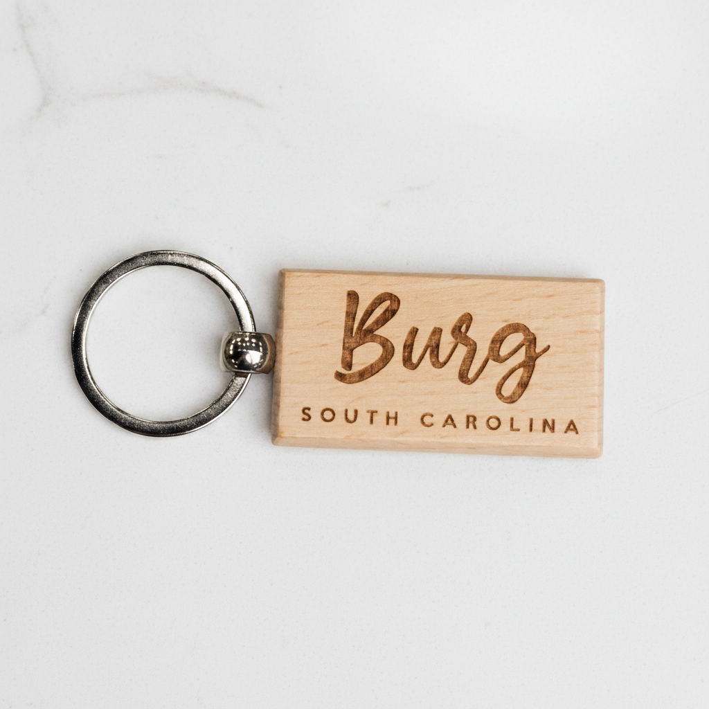 Wooden Burg Keychain