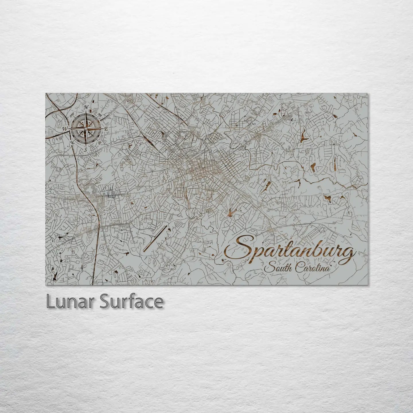 Wooden Spartanburg City Street Map