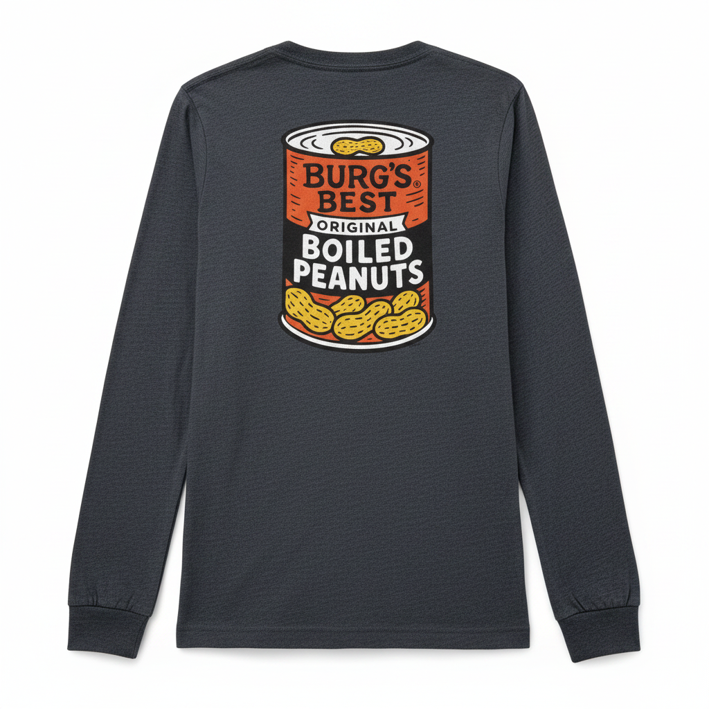 Back view of Burg's Best Boiled Peanuts Long Sleeve