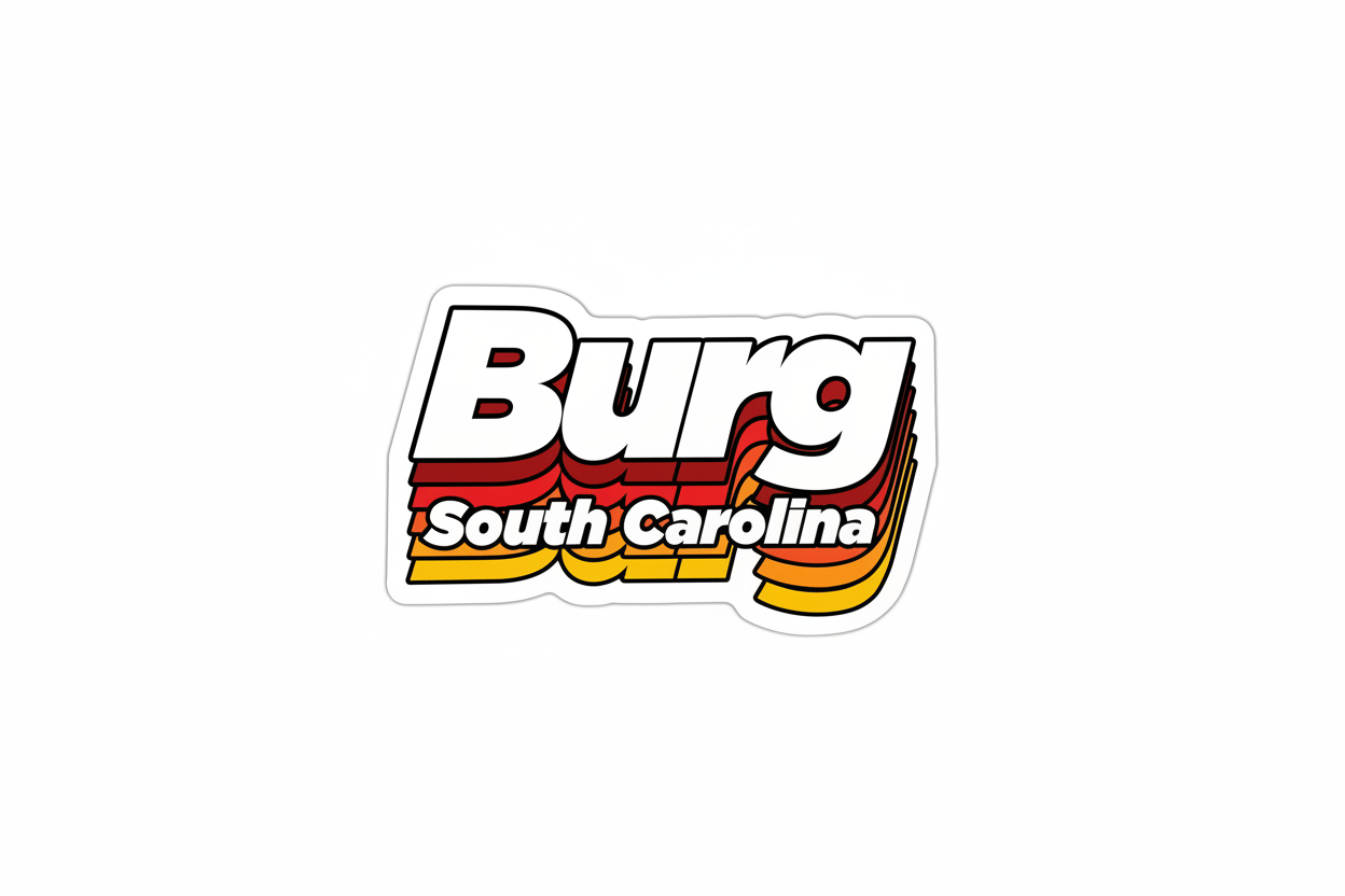 Burg Retro South Carolina Sticker clean studio photo
