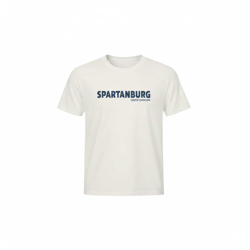 Spartanburg SC white tee studio shot