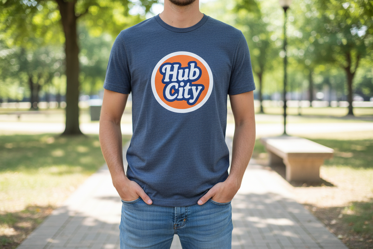 Person wearing Hub City Circle Logo shirt