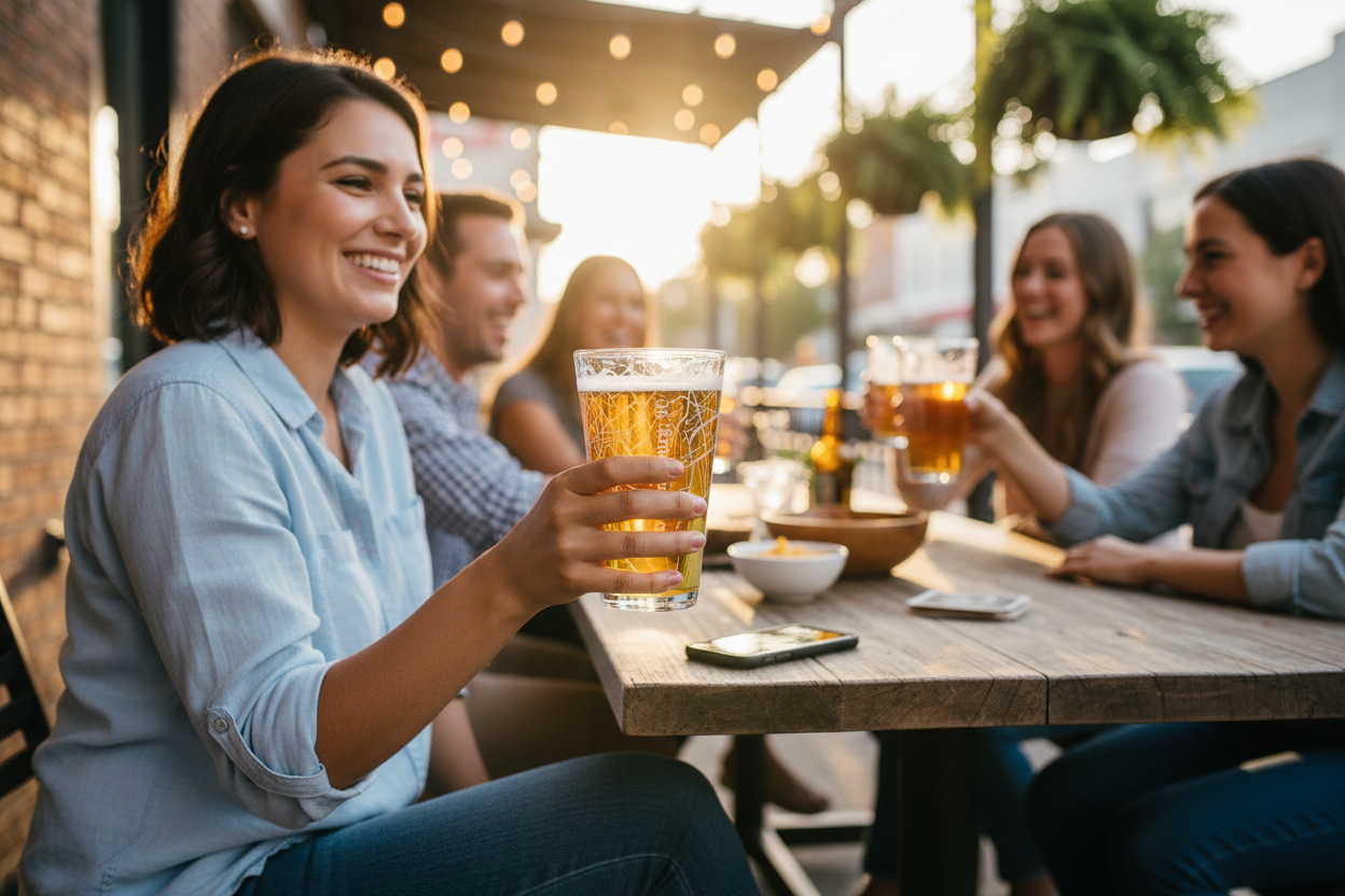 Person holding Spartanburg Pint Glass