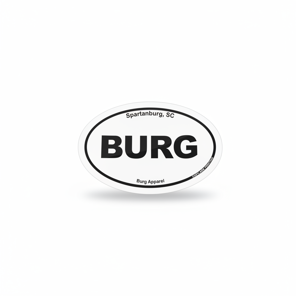 Oval Burg sticker - studio shot