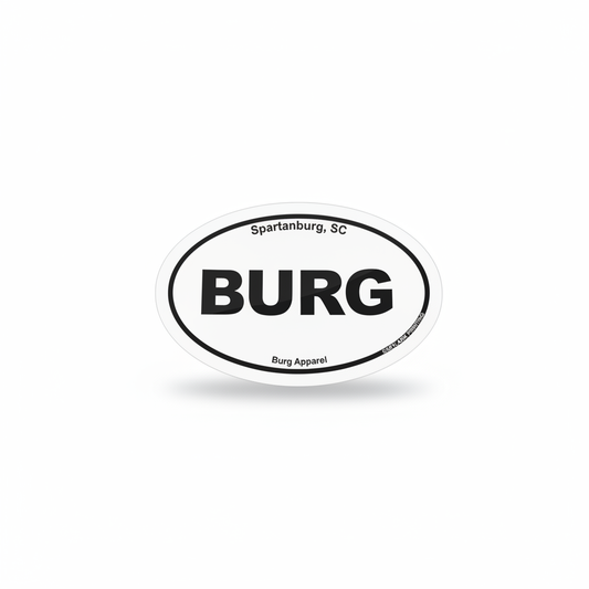 Oval Burg sticker - studio shot