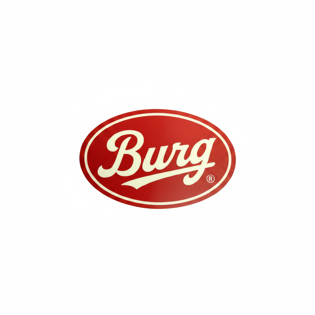 Burg red oval sticker - studio shot