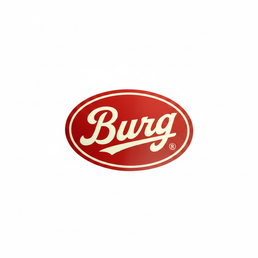 Burg red oval sticker - studio shot