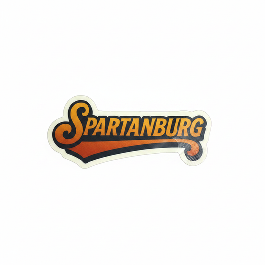Orange Spartanburg sticker - studio shot