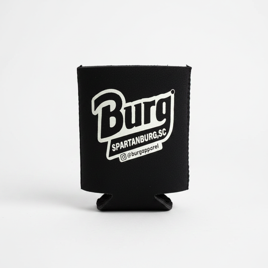 Studio shot of Livin' My BURG Life Koozie