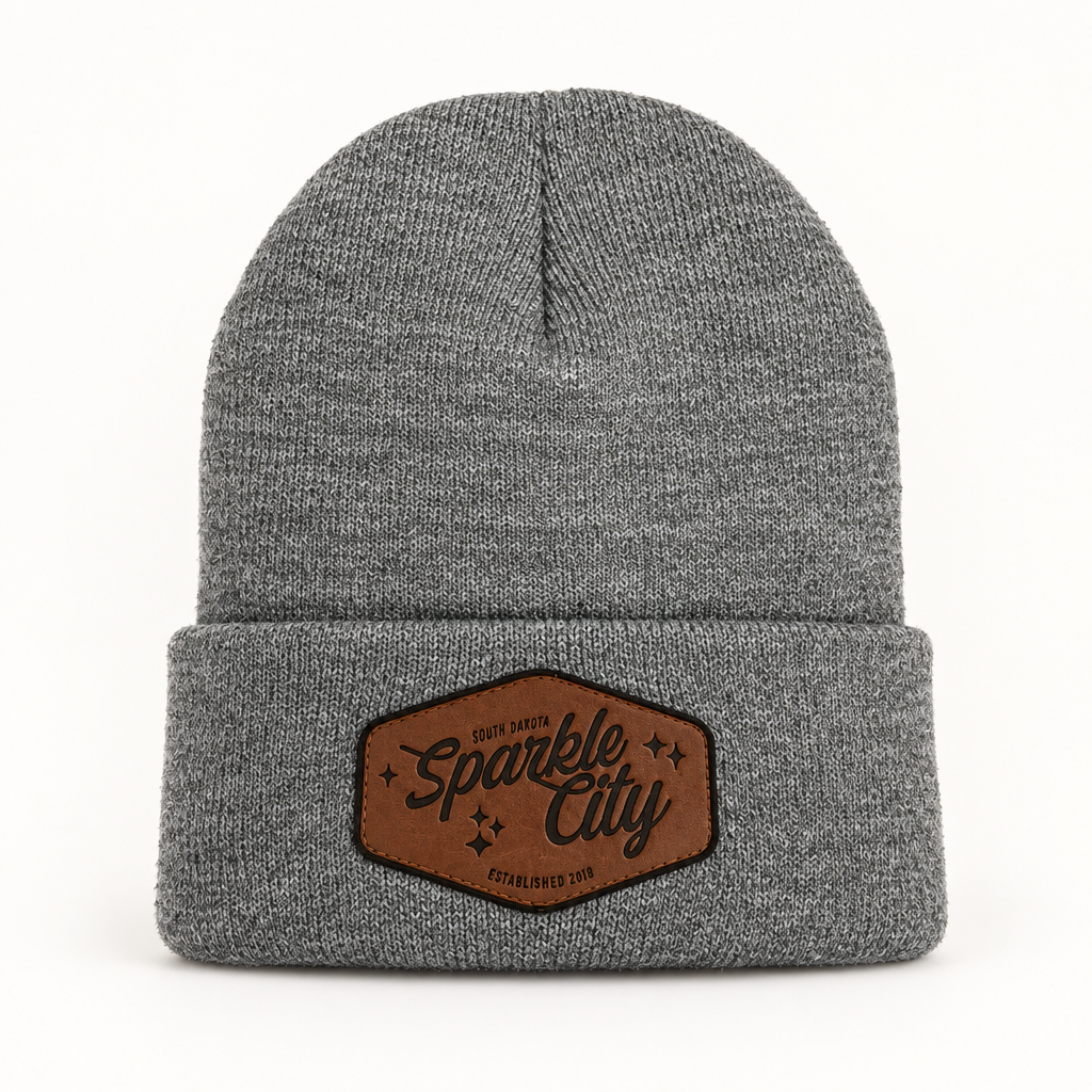 Sparkle City sherpa-lined cuffed beanie studio product view