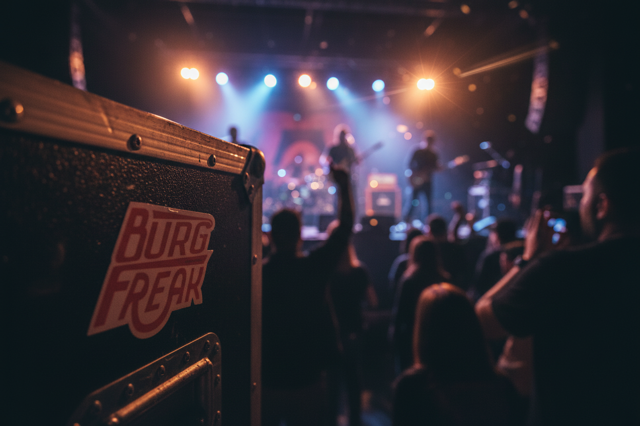 Burg Freak Sticker at a music venue