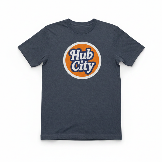 Studio shot of Hub City Circle Logo shirt
