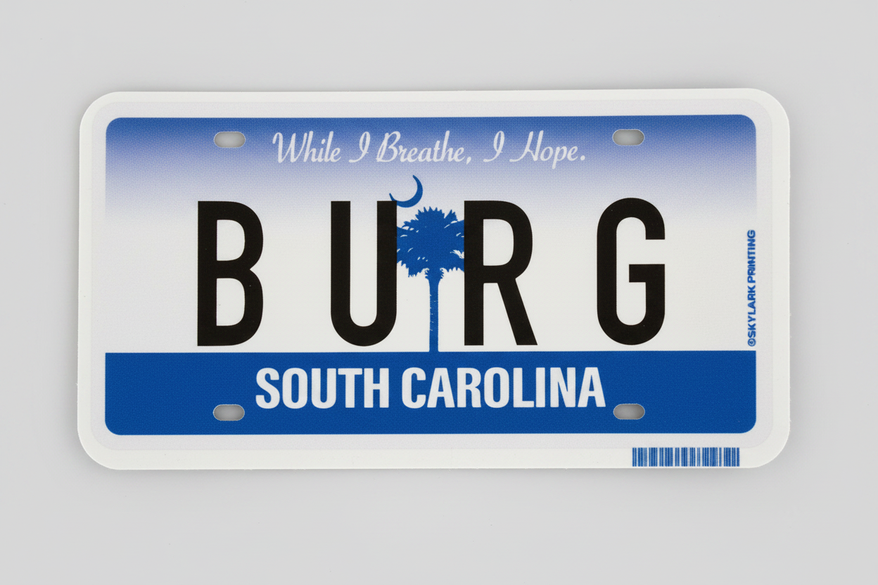 Mini License Plate Sticker clean studio photo