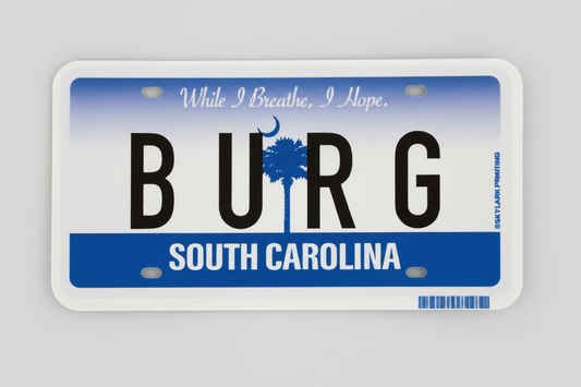 Mini License Plate Sticker clean studio photo