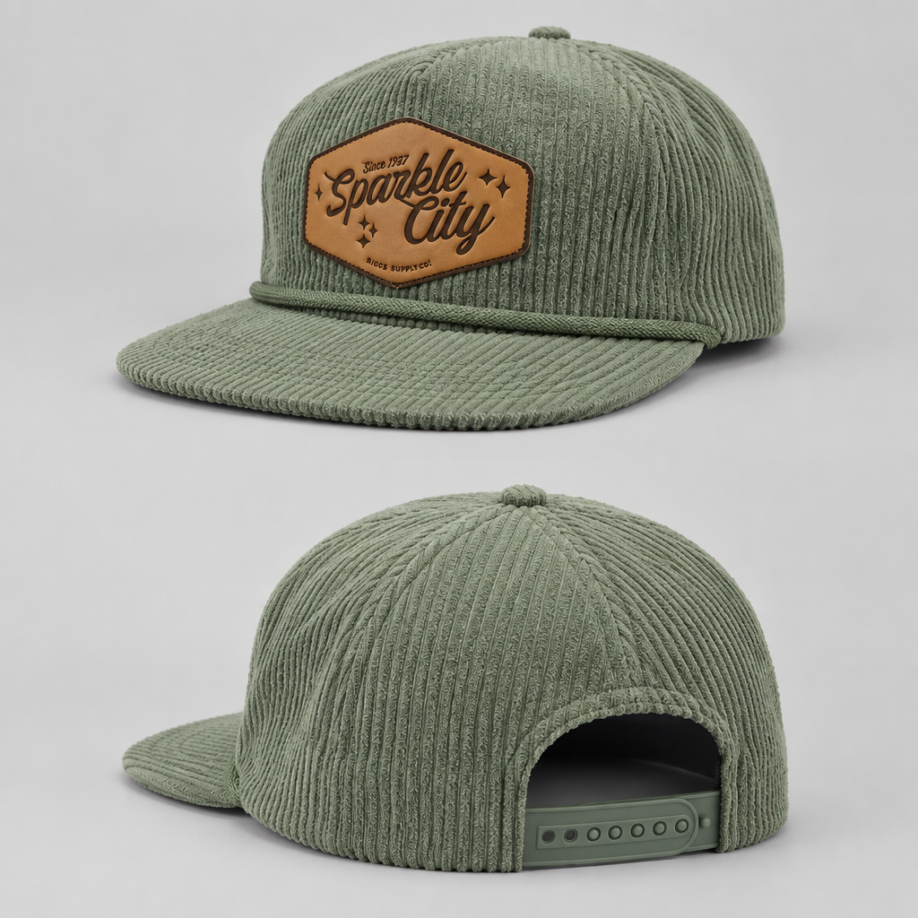 Sage Corduroy Rope Hat rear studio shot