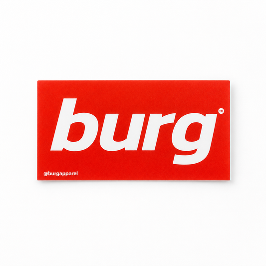 Studio shot of the Burg Supreme Style sticker on white